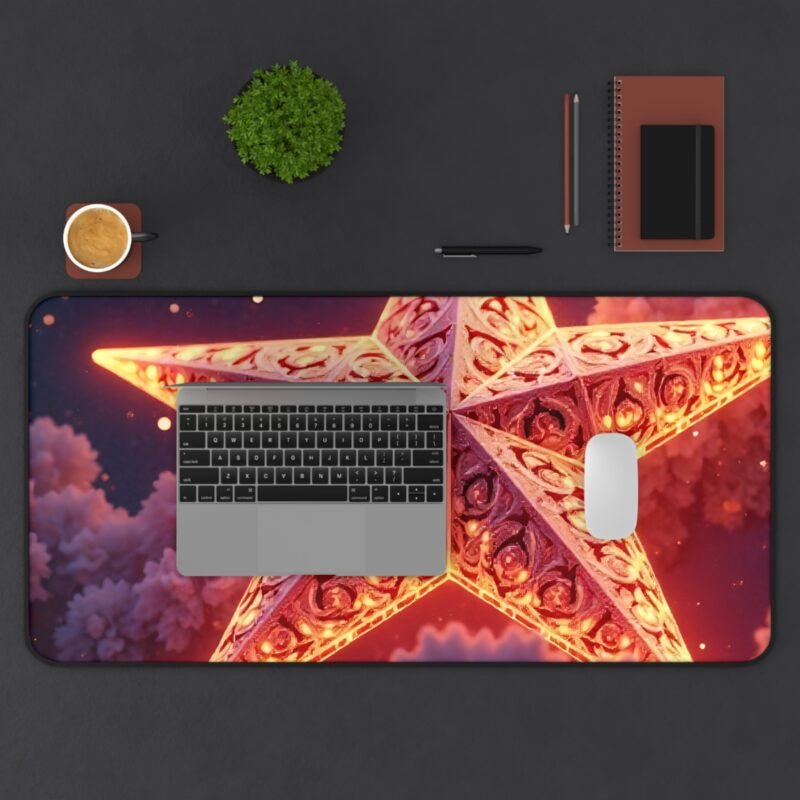 Galaxy Desk Mat with Radiant Star Glow and Cosmic Cloud Design - Image 11