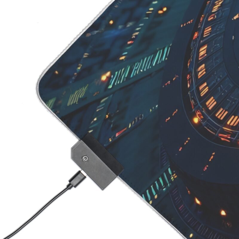 Futuristic Gaming Mouse Pad with Sci-Fi Blue Glow and High-Tech Design - Image 11