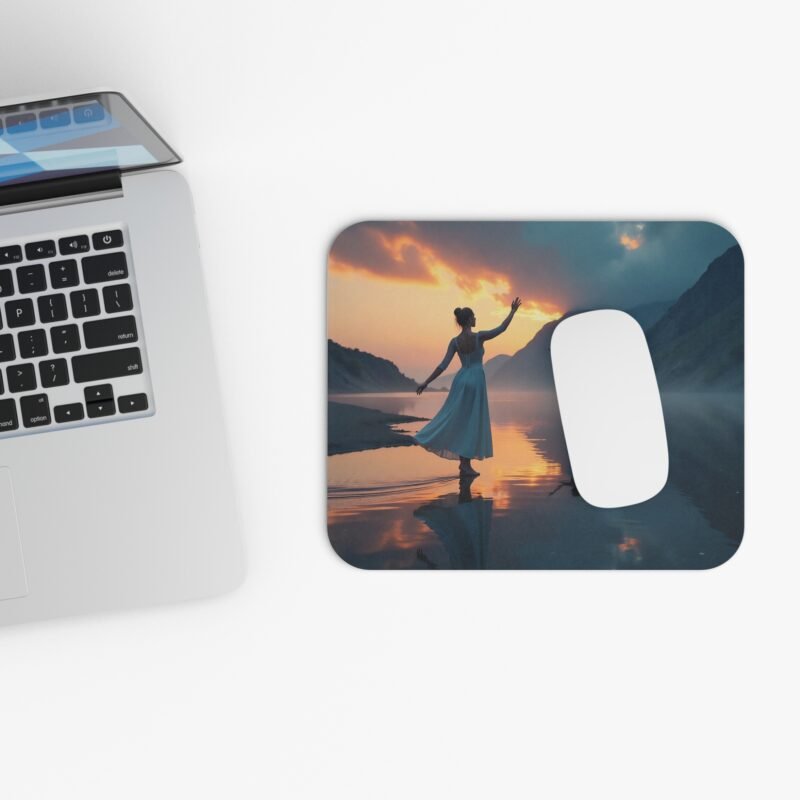 Elegant Desk Mat for Workspace with Dancers at Dusk and Tranquil Mountain Serenity - Image 4
