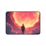 Galaxy Desk Mat with Fiery Celestial Design for Astronomical Inspiration