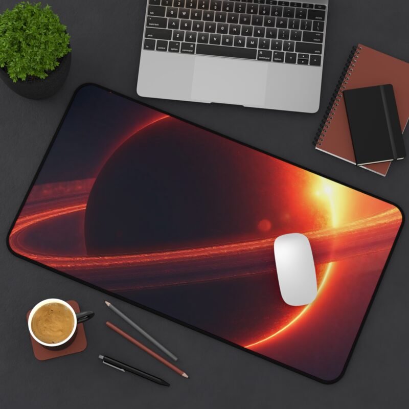 Stellar Space Desk Mat with Cosmic Ringed Planet Design - Image 8