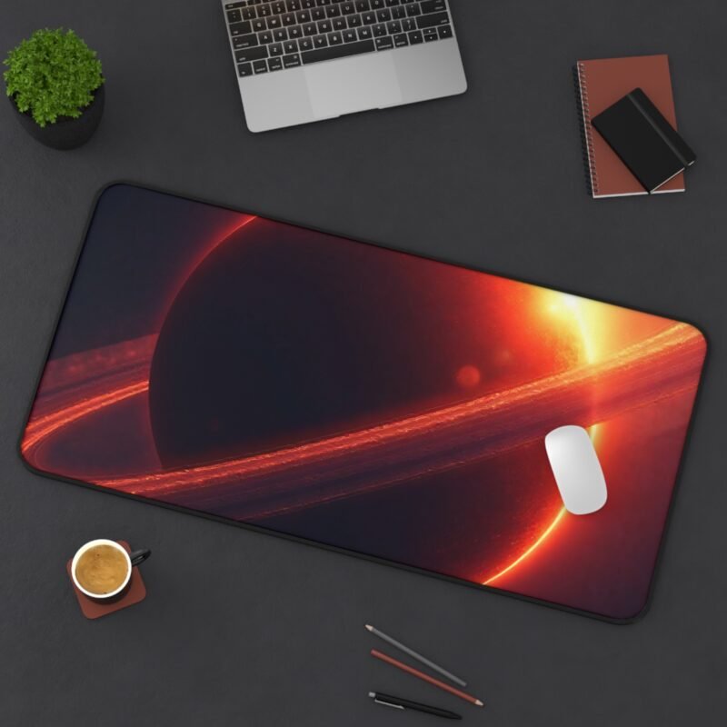 Stellar Space Desk Mat with Cosmic Ringed Planet Design - Image 12