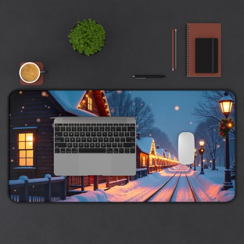 Winter Cabin Desk Mat with Festive Snowy Scene for Cozy Workspaces - Image 11
