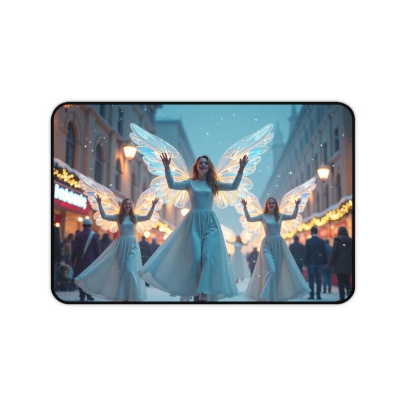 Ethereal Angel Desk Mat with Winter Fairy Tale Design for Holiday Inspiration