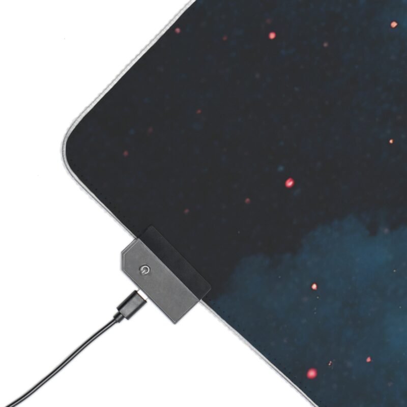 LED Gaming Mouse Pad Warrior Design with Cosmic Backdrop for Gamers - Image 3