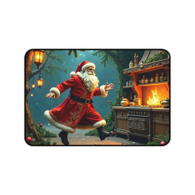 Santa Claus Christmas Desk Mat Vintage Holiday Inspiration for Festive Workspaces