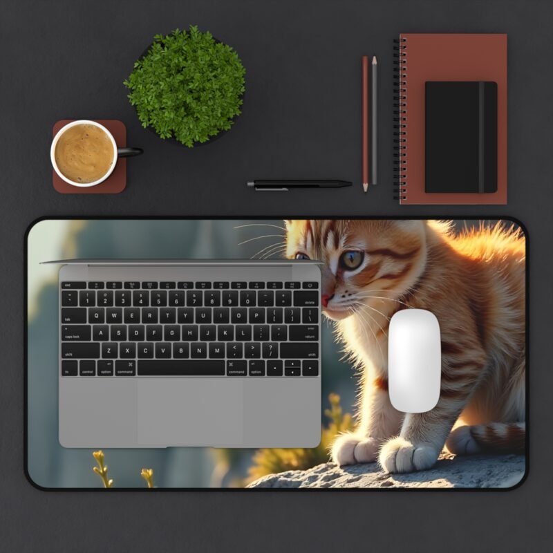 Curious Ginger Kitten Cat Desk Mat for Nature-Inspired Workspace - Image 7