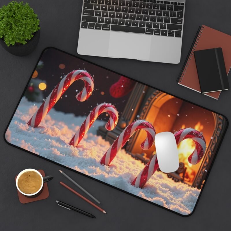 Winter Wonderland Christmas Desk Mat with Festive Candy Cane Design - Image 8