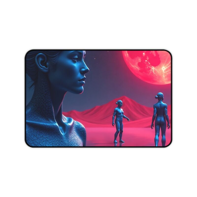 Sci-Fi Desk Mat with Alien Landscape and Red Planet Design for Space Enthusiasts