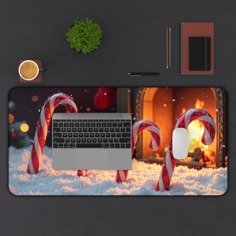Winter Wonderland Christmas Desk Mat with Festive Candy Cane Design - Image 11