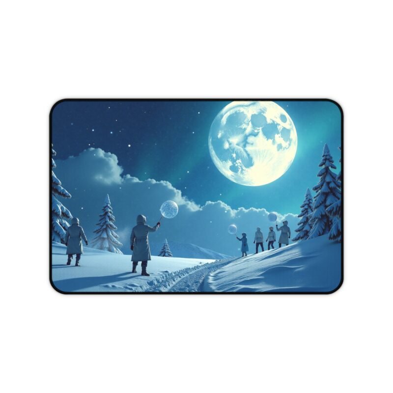 Moonlit Desk Mat Snowy Evening Design for Dreamy and Inspiring Workspaces