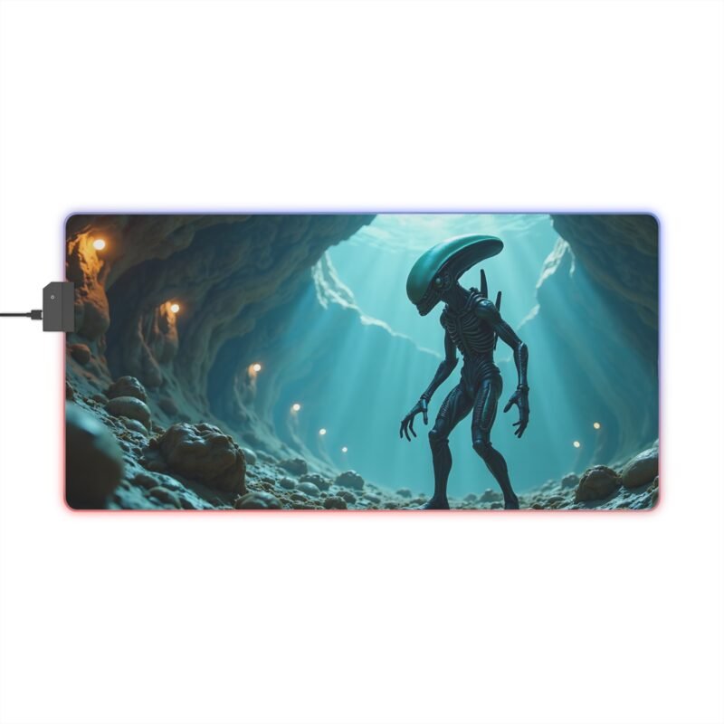 Sci-Fi Alien Gaming Mouse Pad with Eerie Glow for Immersive Play