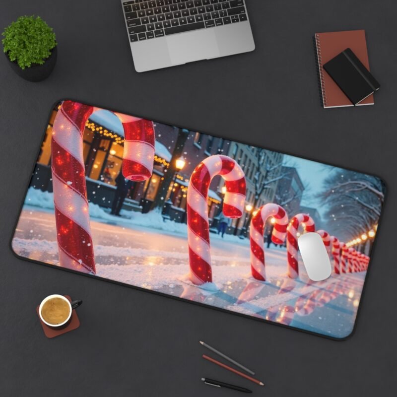 Candy Cane Lane Christmas Desk Mat for a Festive Holiday Workspace - Image 12