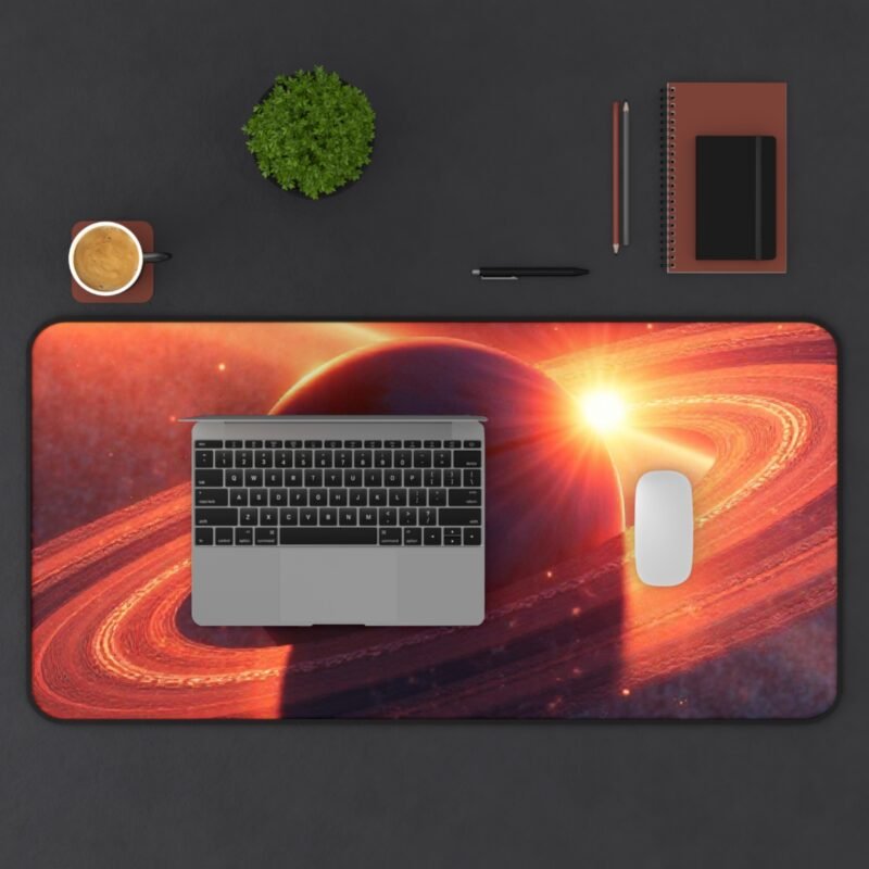Galaxy Desk Mat with Cosmic Planet Design and Illuminated Ring System - Image 11