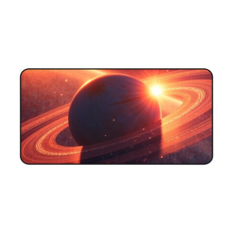 Galaxy Desk Mat with Cosmic Planet Design and Illuminated Ring System - Image 9