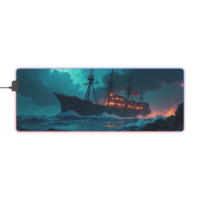 Extended Gaming Mouse Pad with Durable Design and Ocean Battle Artwork - Image 5