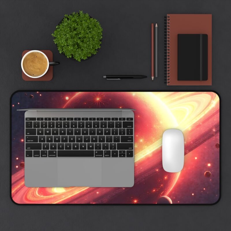 Cosmic Space Desk Mat with Celestial Planet and Starry Galaxy Design - Image 7