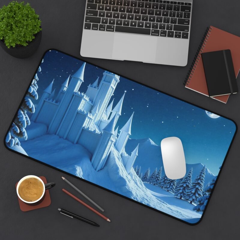 Winter Fantasy Desk Mat with Snowy Castle and Starlit Sky - Image 8