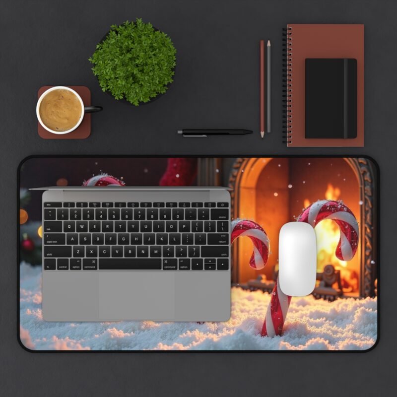 Winter Wonderland Christmas Desk Mat with Festive Candy Cane Design - Image 7