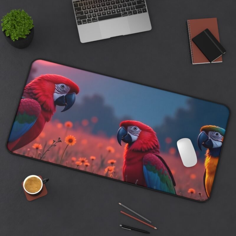 Nature Desk Mat with Majestic Parrot Design and Full Moon Glow - Image 12