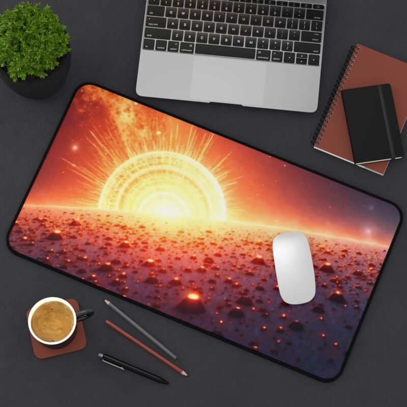 Space Themed Desk Mat with Fiery Cosmic Portal and Planetary Design - Image 8