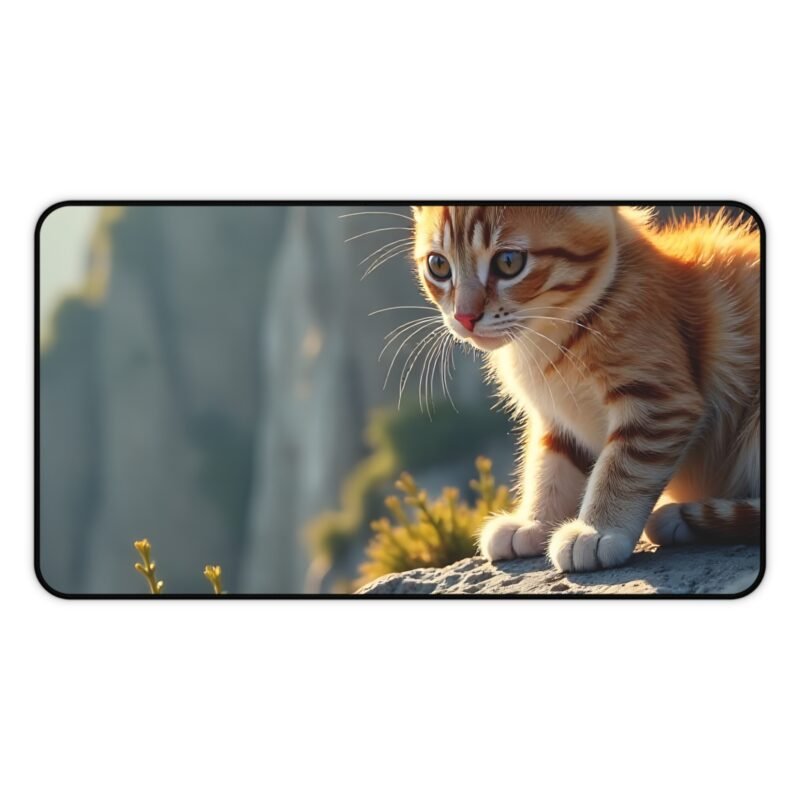 Curious Ginger Kitten Cat Desk Mat for Nature-Inspired Workspace - Image 5