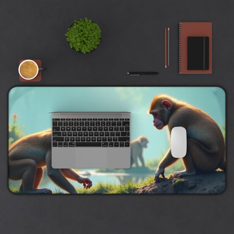 Nature Desk Mat with Tranquil Forest Stream and Monkey Design for a Calm Workspace - Image 11