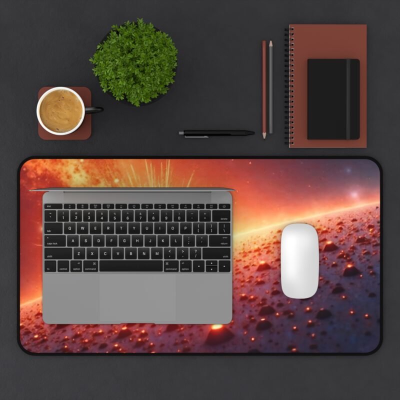 Space Themed Desk Mat with Fiery Cosmic Portal and Planetary Design - Image 7