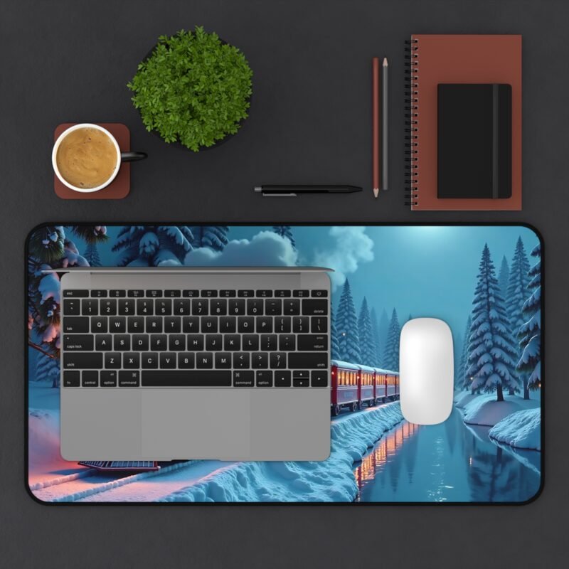 Winter Desk Mat with Vintage Train Design for Serene Snowy Landscapes - Image 7