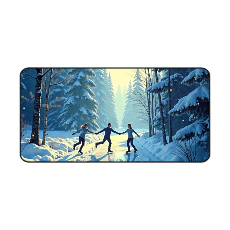 Winter Wonderland Desk Mat with Scenic Skating Forest Design - Image 9
