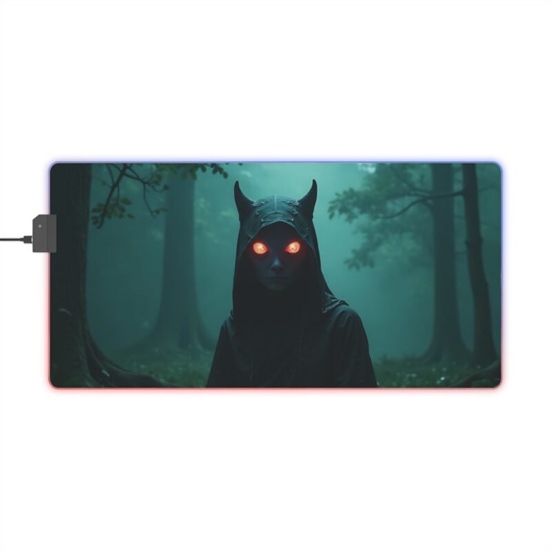 Fantasy Gaming Mouse Pad with Enchanted Forest Design and Glowing Red Eyes