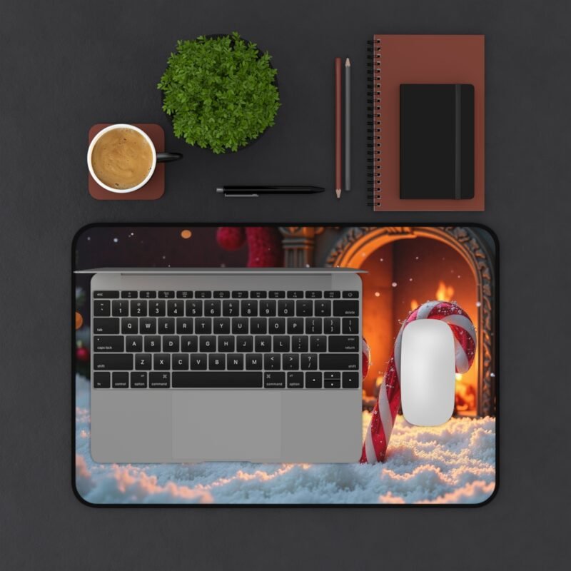Winter Wonderland Christmas Desk Mat with Festive Candy Cane Design - Image 3