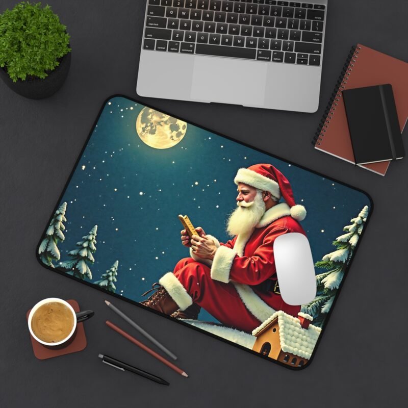 Santa Claus Christmas Desk Mat with Winter Moonlight Scene for Festive Workspaces - Image 4