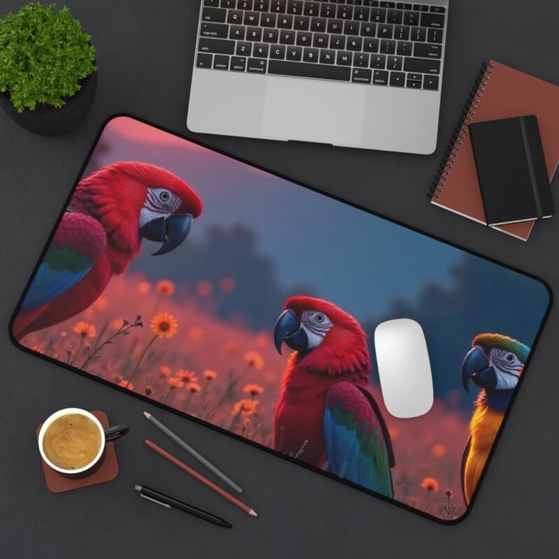 Nature Desk Mat with Majestic Parrot Design and Full Moon Glow - Image 8