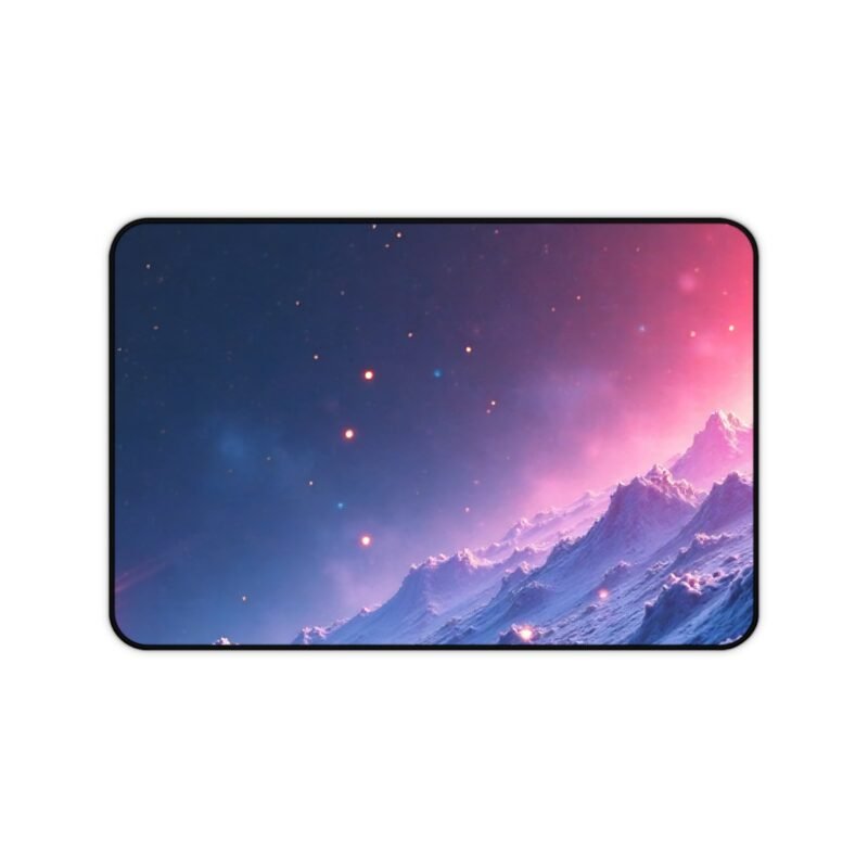 Space Desk Mat with Cosmic Landscape and Mountain Design