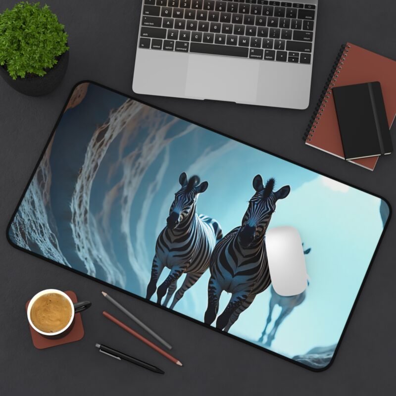 Nature Desk Mat with Zebra Design Mysterious Cave Tunnel Theme - Image 8