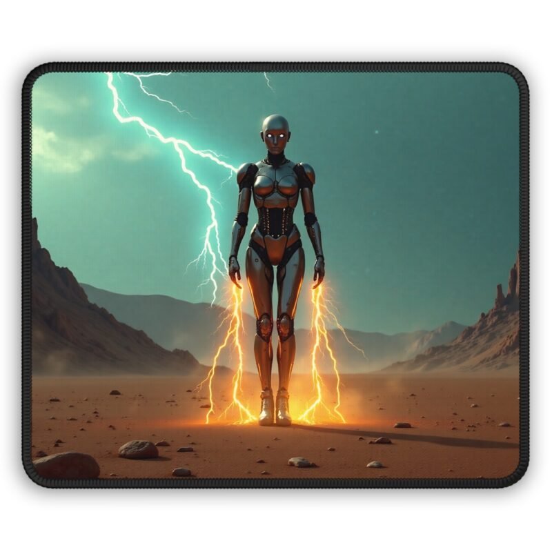 Futuristic Gaming Mouse Pad with Android Design and Martian Landscape for Immersive Gameplay