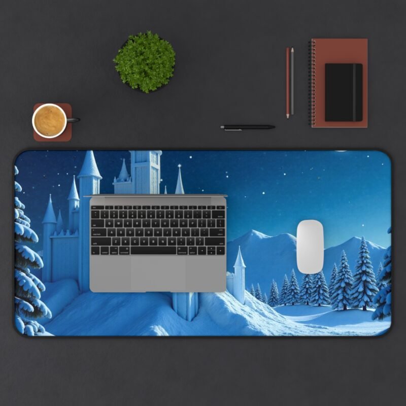 Winter Fantasy Desk Mat with Snowy Castle and Starlit Sky - Image 11