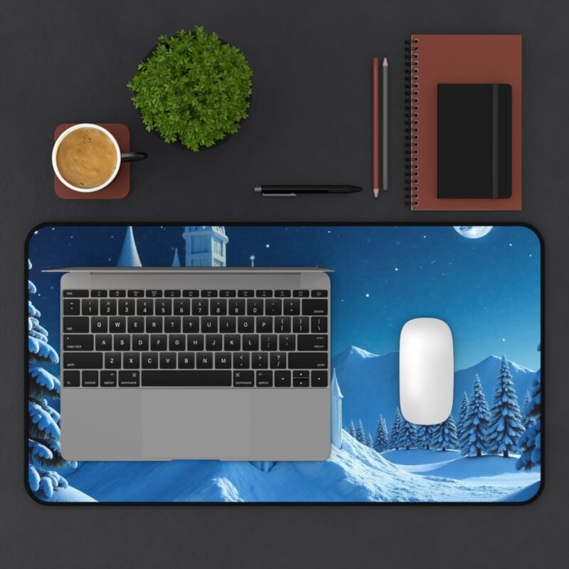 Winter Fantasy Desk Mat with Snowy Castle and Starlit Sky - Image 7