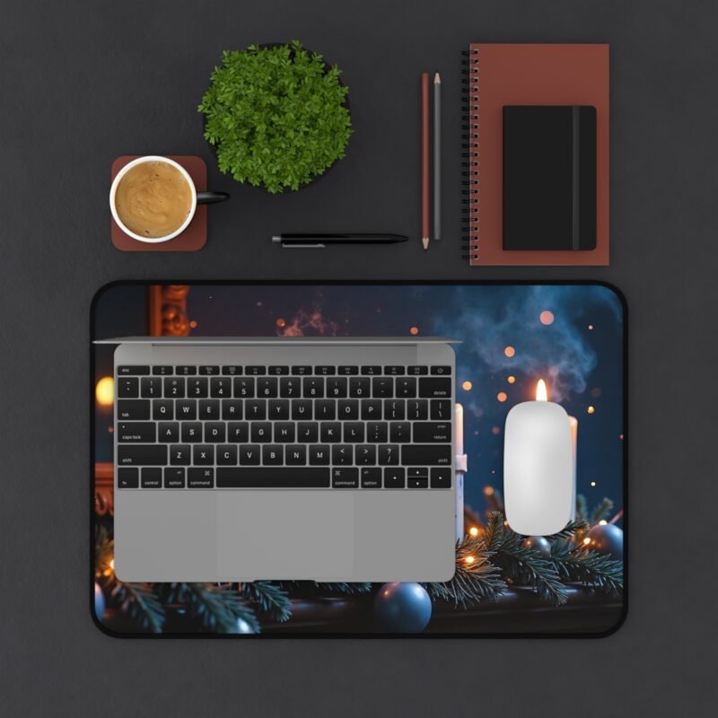 Holiday Desk Mat with Cozy Candlelight and Evergreen Design for Festive Ambiance - Image 3