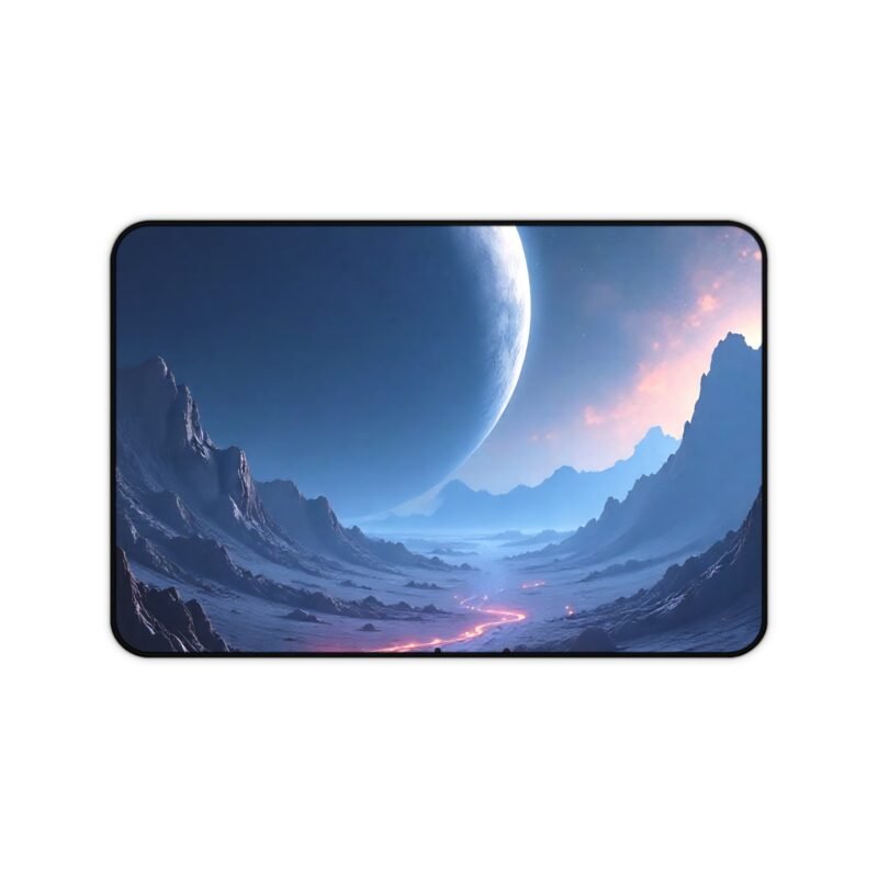 Sci-Fi Desk Mat with Alien Landscape and Majestic Cosmic Design