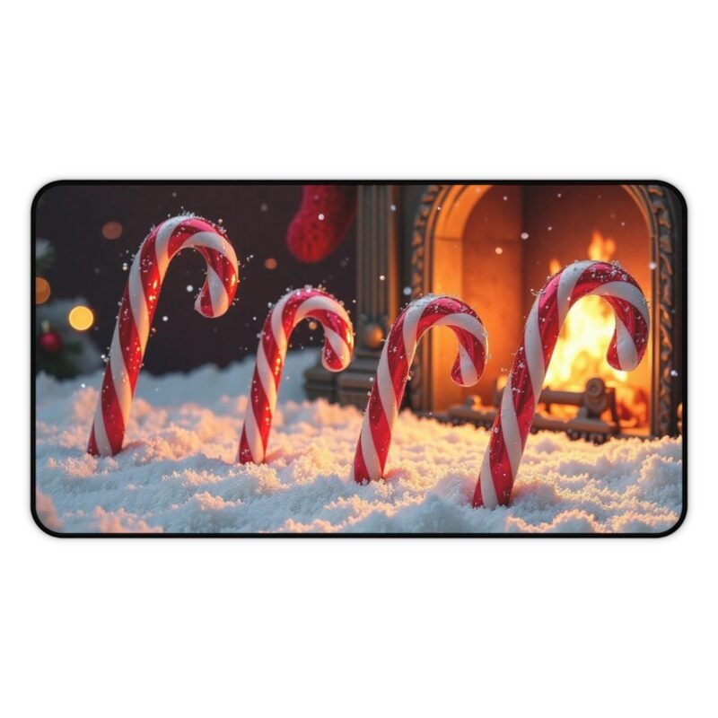 Winter Wonderland Christmas Desk Mat with Festive Candy Cane Design - Image 5
