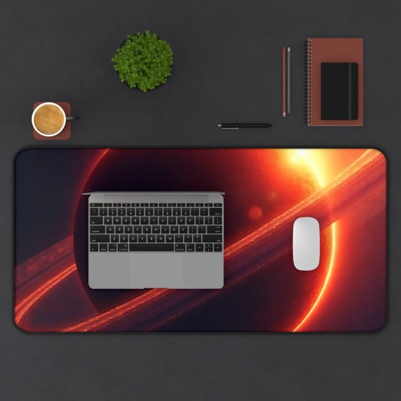 Stellar Space Desk Mat with Cosmic Ringed Planet Design - Image 11