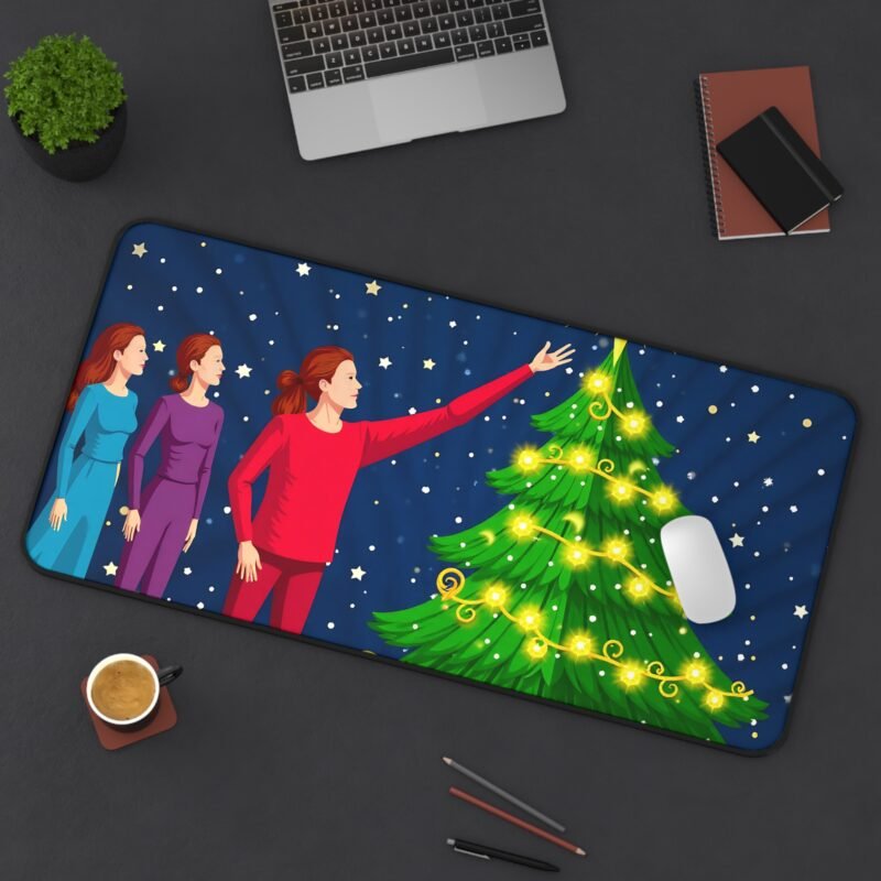 Christmas Desk Mat with Festive Tree Design and Starry Winter Charm - Image 12