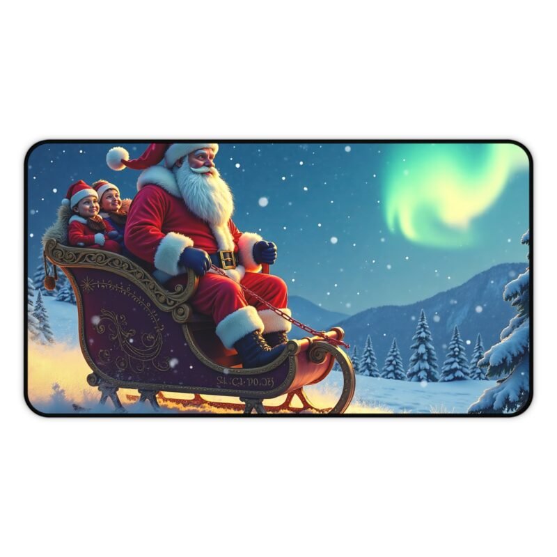 Christmas Desk Mat with Santa and Aurora Snowy Landscape for Holiday Cheer - Image 5