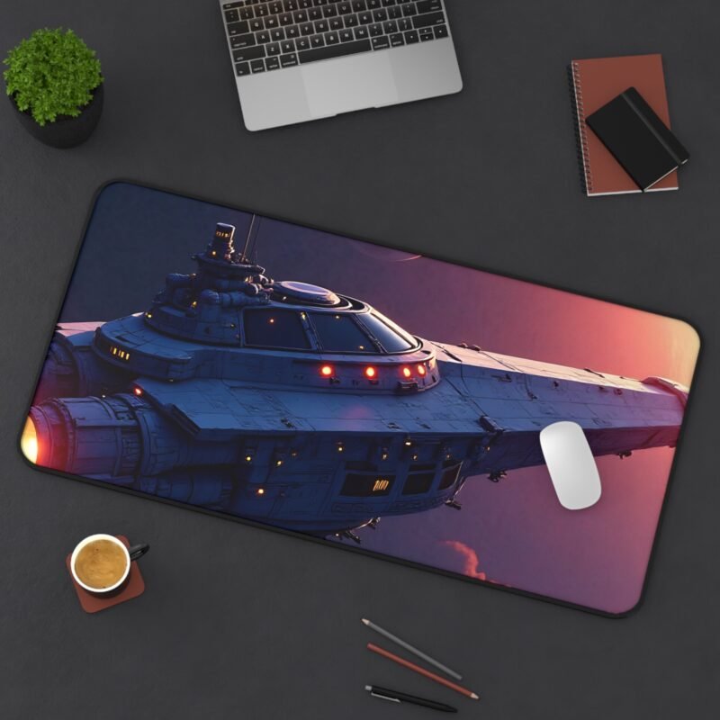 Space Desk Mat with Sci-Fi Spacecraft Design and Alien Horizon Scene - Image 12