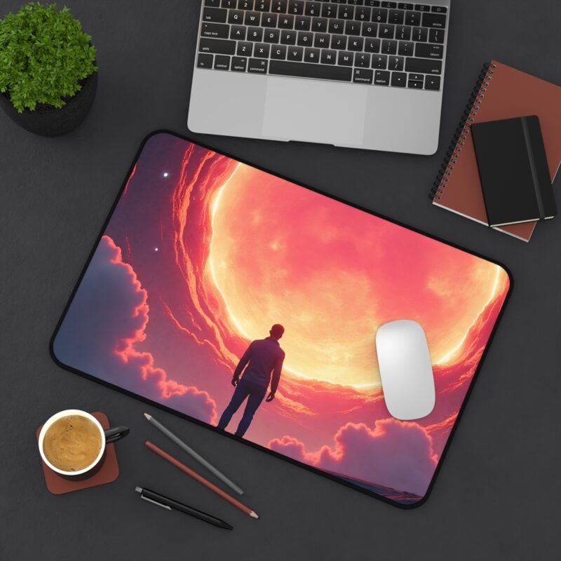 Galaxy Desk Mat with Fiery Celestial Design for Astronomical Inspiration - Image 4