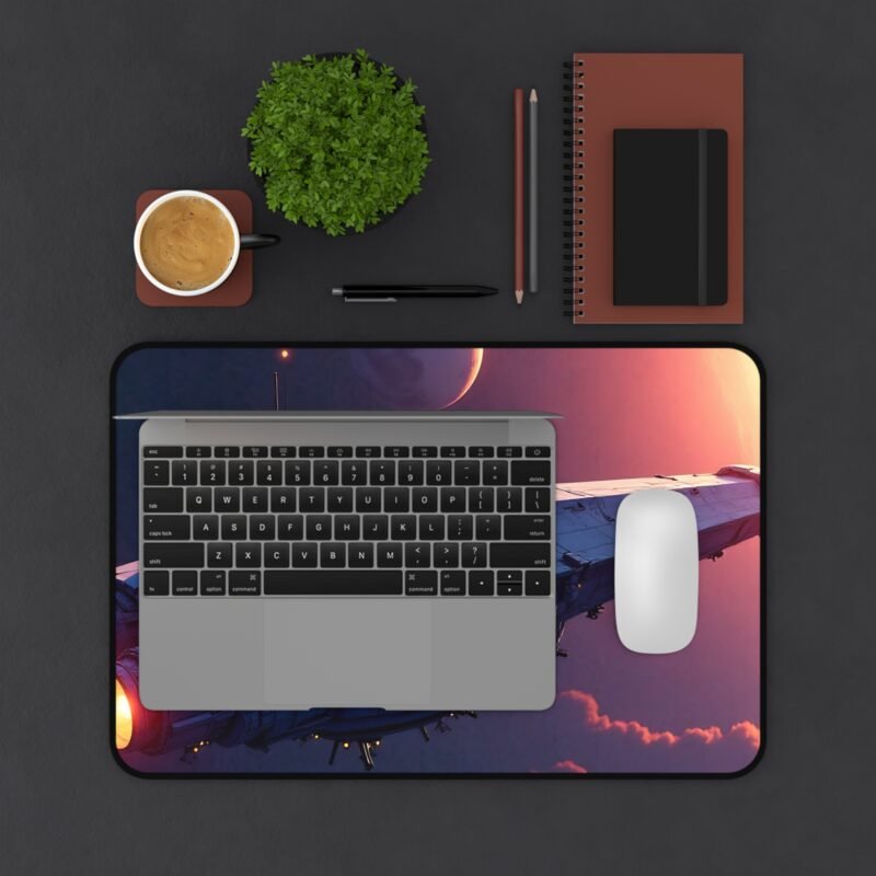 Space Desk Mat with Sci-Fi Spacecraft Design and Alien Horizon Scene - Image 3