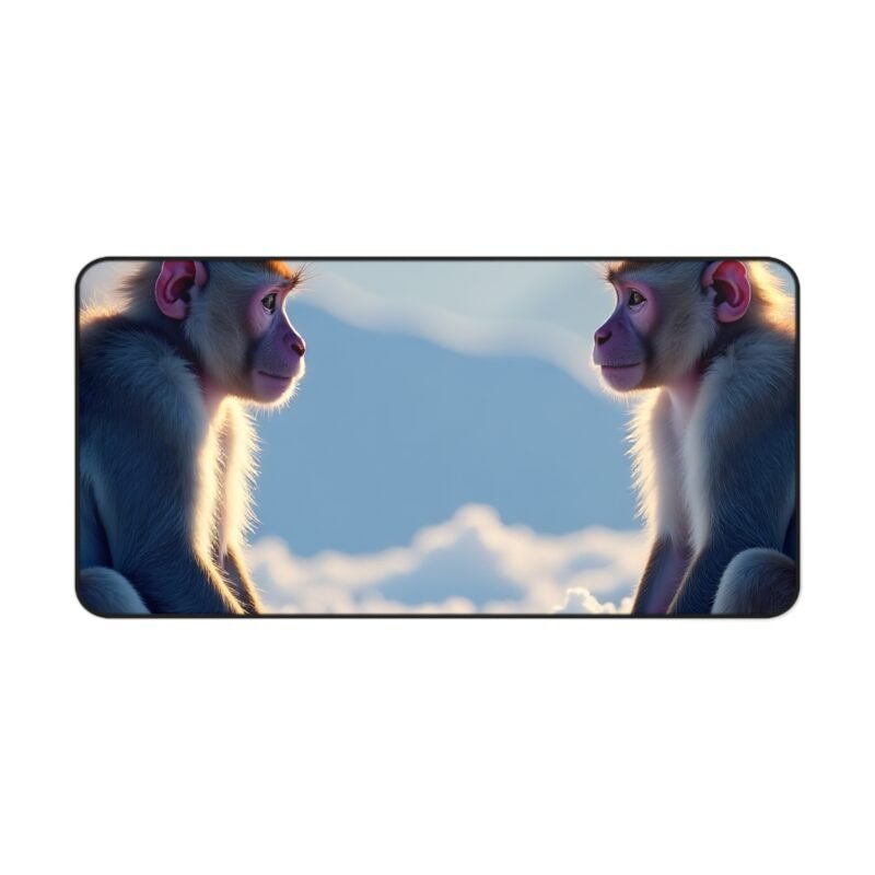 Winter Wonderland Nature Desk Mat with Monkeys and Twilight Snowy Peaks - Image 9