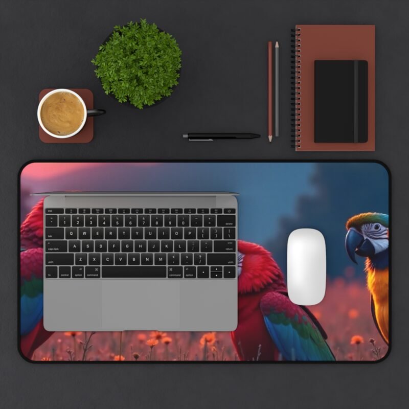 Nature Desk Mat with Majestic Parrot Design and Full Moon Glow - Image 7